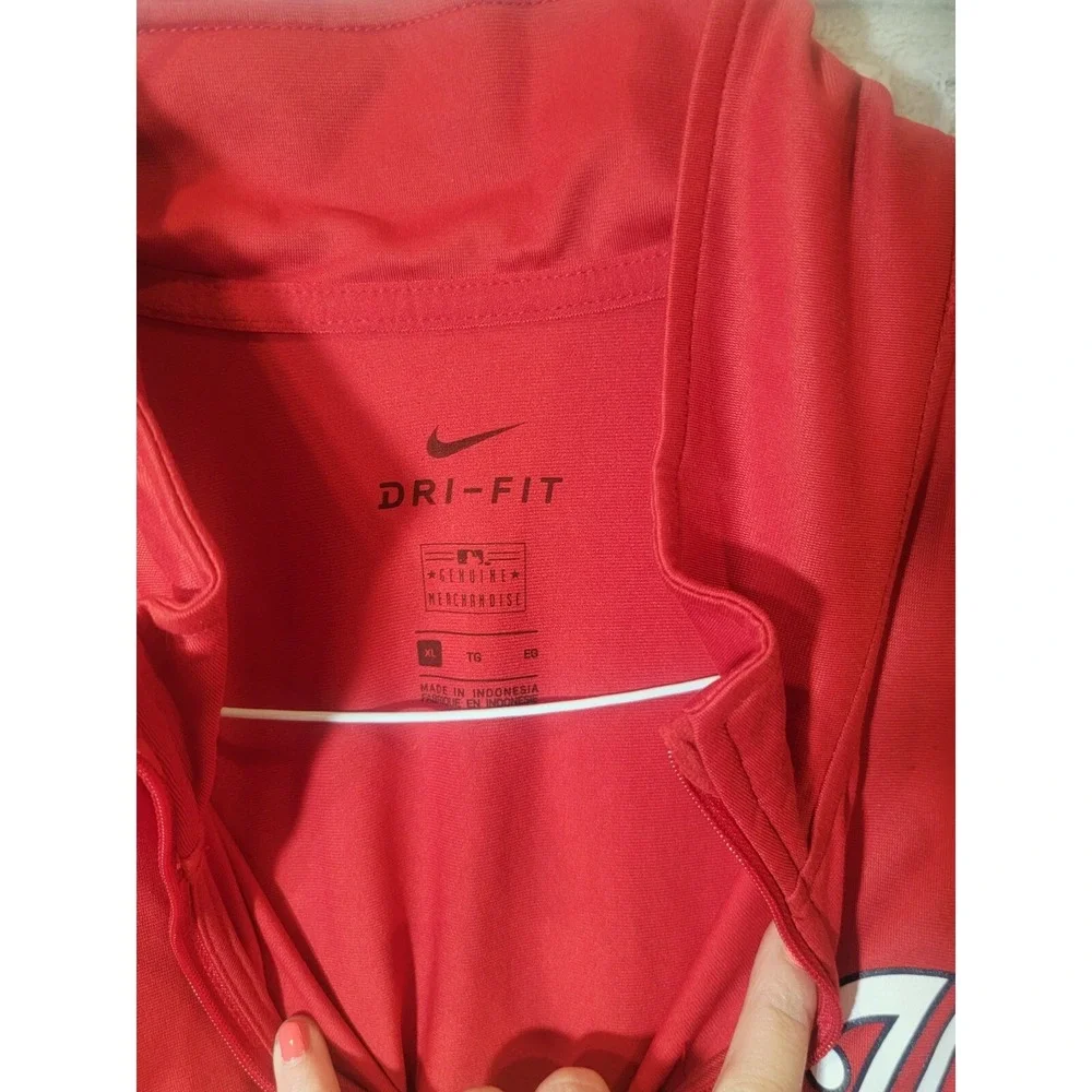 Nike XL Red Dry-Fit Element 1/4 Zip Running Pullover Top Washington Nationals